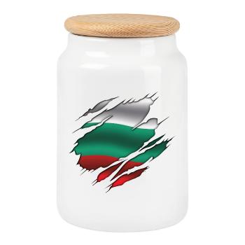 Bulgarien Flagge - Bulgarien - Zerrissene Flagge - Keksdose mit Holzdeckel - Weiß - Vorne