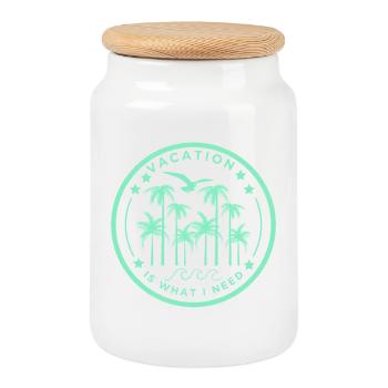 Tropical holiday moment - Cookie Jar with Wooden Lid - white - Front