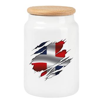 Drapeau de la République dominicaine - République dominicaine - Boîte à biscuits avec couvercle en bois - blanc - Devant
