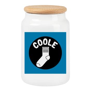 Coole Socke Socken und lustiger Spruch - Keksdose mit Holzdeckel - Weiß - Vorne
