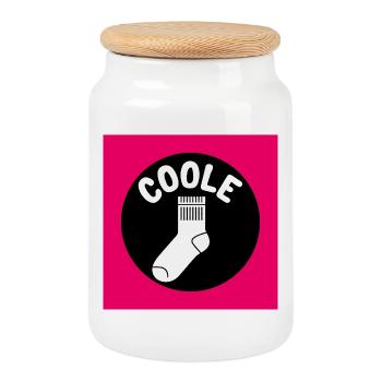 Coole Socke Socken und lustiger Spruch - Keksdose mit Holzdeckel - Weiß - Vorne