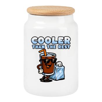 Cola-figur med is og solbriller - Cookie Jar with Wooden Lid - white - Front