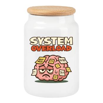 System Overload Brain - Cookie Jar with Wooden Lid - white - Front
