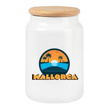 Mallorca Sunset - Cookie Jar with Wooden Lid - white - Front