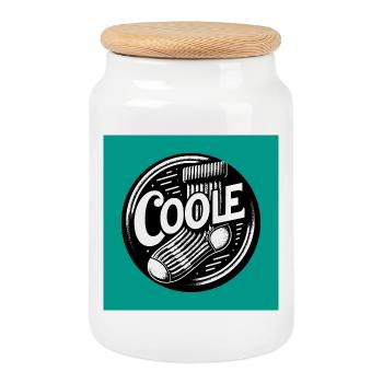 Coole Socke Socken und lustiger Spruch - Keksdose mit Holzdeckel - Weiß - Vorne