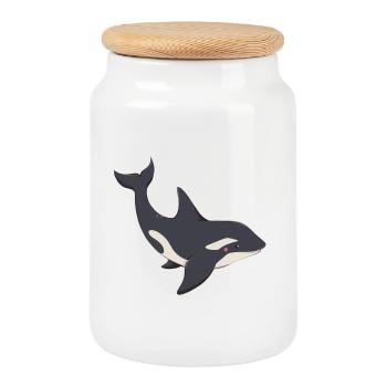 Killer whale - Cookie Jar with Wooden Lid - white - Front