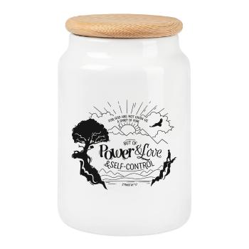 Dieu ne nous a pas donné un de crainte - Boîte à biscuits avec couvercle en bois - blanc - Devant