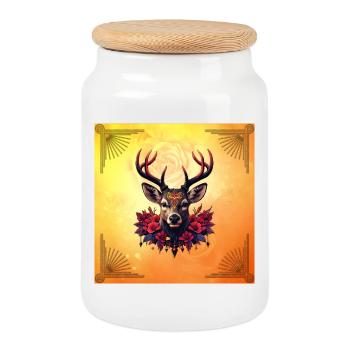 Grâce mystérieuse, le cerf des ombres et des lumières. - Boîte à biscuits avec couvercle en bois - blanc - Devant