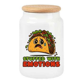 Tacos voller Emotionen - Keksdose mit Holzdeckel - Weiß - Vorne