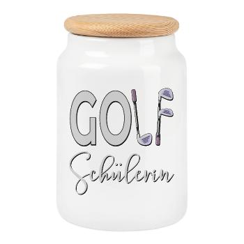 GOLFSCHÜLERIN GOLFSPORT ANFÄNGERIN - Keksdose mit Holzdeckel - Weiß - Vorne