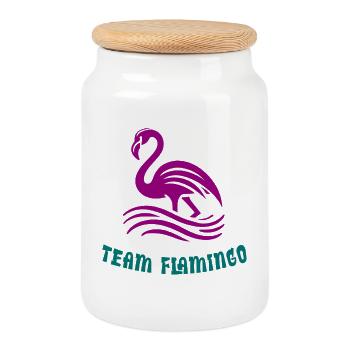 Team Flamingo - Keksdose mit Holzdeckel - Weiß - Vorne
