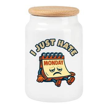 Je déteste juste le dessin animé du lundi - Boîte à biscuits avec couvercle en bois - blanc - Devant