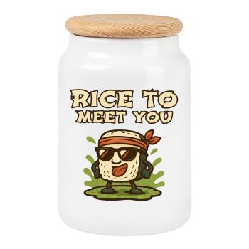 Riz pour te rencontrer Riz de dessins animés - Boîte à biscuits avec couvercle en bois - blanc - Devant