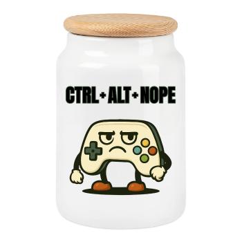 CTRL ALT NOPE Controller-Meme - Keksdose mit Holzdeckel - Weiß - Vorne