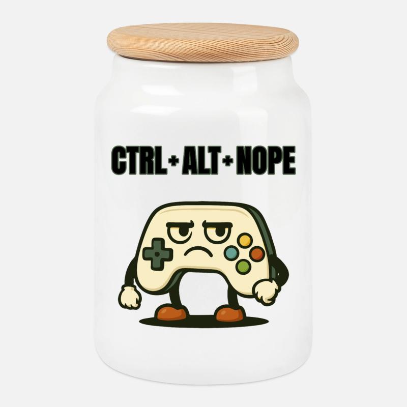 CTRL ALT NOPE Controller-Meme - Keksdose mit Holzdeckel - Weiß