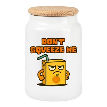 Carton de jus - ne me mets pas la pression - Boîte à biscuits avec couvercle en bois - blanc - Devant