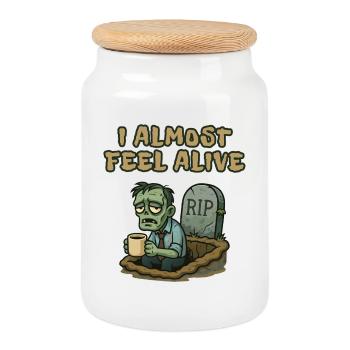 I Almost Feel Alive Zombie - Cookie Jar with Wooden Lid - white - Front