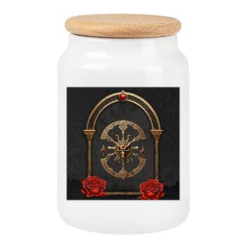 Eternal Bond: Celtic knots in Gothic elegance. - Cookie Jar with Wooden Lid - white - Front