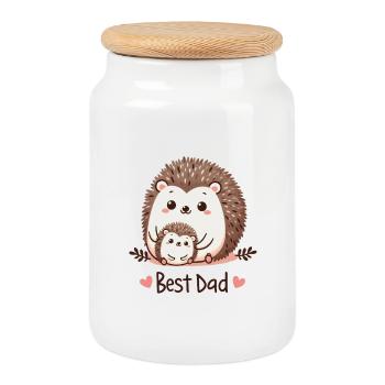 Meilleur papa hérisson - Boîte à biscuits avec couvercle en bois - blanc - Devant