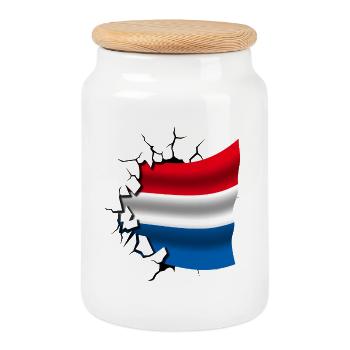 Bandera de Paises Bajos - Pays-Bas - Drapeau - Boîte à biscuits avec couvercle en bois - blanc - Devant