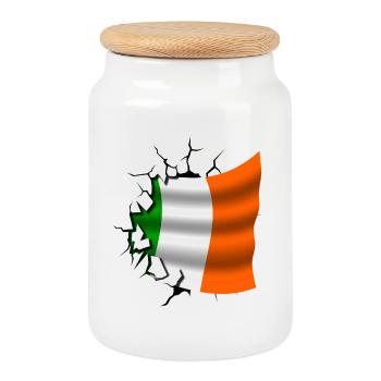 Flagge von Irland - Irland - Flagge Broken Design - Keksdose mit Holzdeckel - Weiß - Vorne