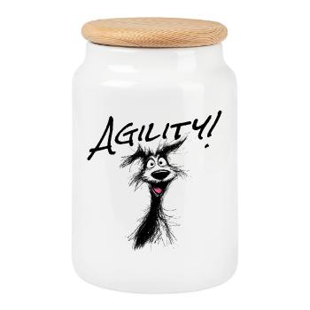 L’agilité – le sport des chiens actifs ! - Boîte à biscuits avec couvercle en bois - blanc - Devant