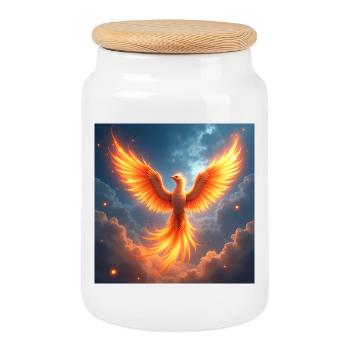 Power Animal Phoenix - Cookie Jar with Wooden Lid - white - Front