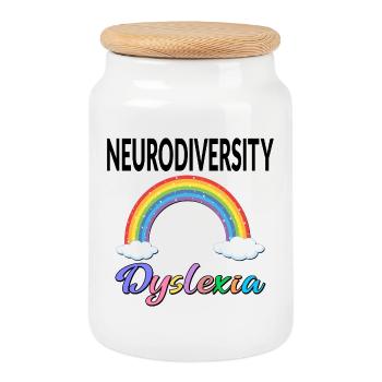 INCLUSION ARC-EN-CIEL NEURODIVERSITÉ DYSLEXIE - Boîte à biscuits avec couvercle en bois - blanc - Devant