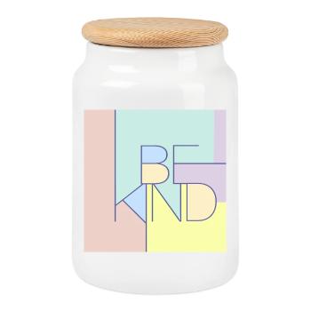 Be Kind - Cookie Jar with Wooden Lid - white - Front