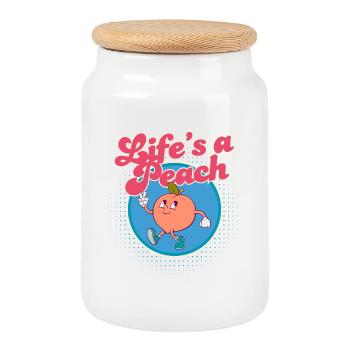 Life's a Peach - Cookie Jar with Wooden Lid - white - Front