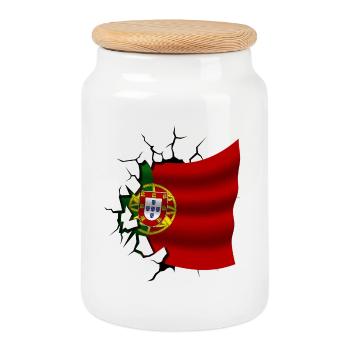 Flagge von Portugal - Portugal - Flagge Broken Design - Keksdose mit Holzdeckel - Weiß - Vorne