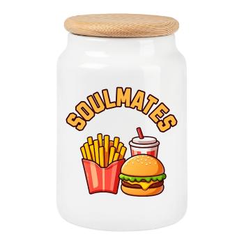 Seelenverwandte Burger Fries Limonade - Keksdose mit Holzdeckel - Weiß - Vorne