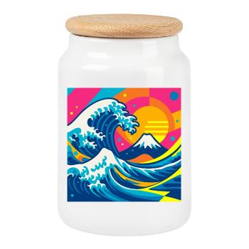 The (almost) wise wave - Cookie Jar with Wooden Lid - white - Front