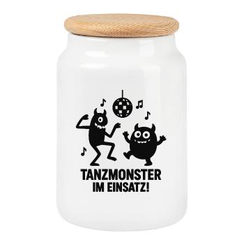 Dance Monster Insert Disco - Cookie Jar with Wooden Lid - white - Front