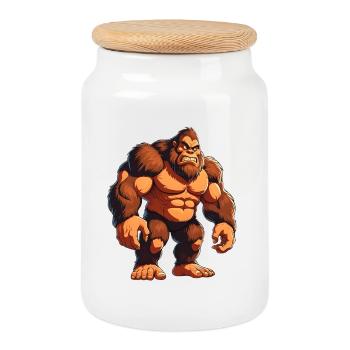 Grimmiger Gorilla-Krieger Illustration - Keksdose mit Holzdeckel - Weiß - Vorne