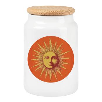 Sun - Cookie Jar with Wooden Lid - white - Front