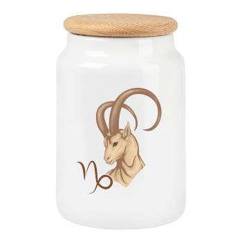 Sternzeichen Steinbock - Keksdose mit Holzdeckel - Weiß - Vorne