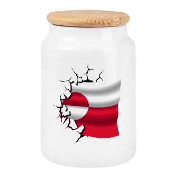 Bandera de Groenlandia - Groenland - Drapeau brisé - Boîte à biscuits avec couvercle en bois - blanc - Devant