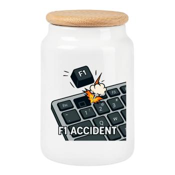 Accident de F1 - jeu de mots amusant - Boîte à biscuits avec couvercle en bois - blanc - Devant