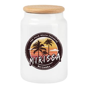 Mirissa Beach Sri Lanka Palmen Design - Keksdose mit Holzdeckel - Weiß - Vorne