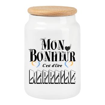 Mon Bonheur C'est d'Etre Marraine - Boîte à biscuits avec couvercle en bois - blanc - Devant