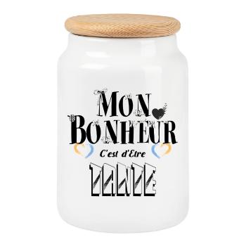 Mon Bonheur C'est d'Etre Tante - Boîte à biscuits avec couvercle en bois - blanc - Devant