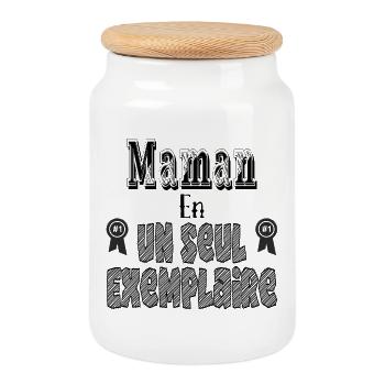 Maman En Un Seul Exemplaire - Boîte à biscuits avec couvercle en bois - blanc - Devant