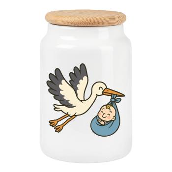 Arrivée paisible - Boîte à biscuits avec couvercle en bois - blanc - Devant