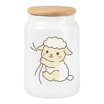 Cuddle Lamb Love - Cookie Jar with Wooden Lid - white - Front
