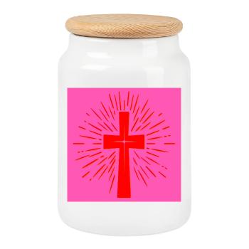Kirche Christliches Kreuz - Christlicher Glaube - Keksdose mit Holzdeckel - Weiß - Vorne