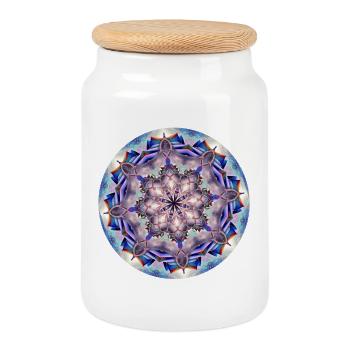 Mandala of Wisdom - Cookie Jar with Wooden Lid - white - Front
