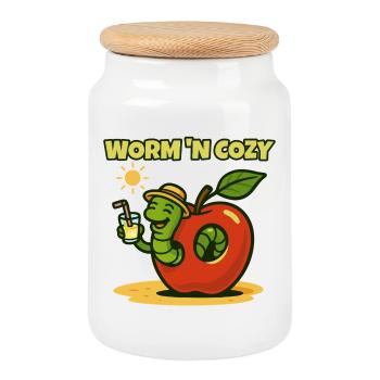 Worm 'N Cozy Sunshine Fruit Lounge - Keksdose mit Holzdeckel - Weiß - Vorne