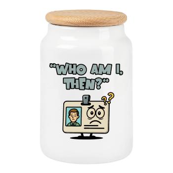 Who am I, then? - Cookie Jar with Wooden Lid - white - Front
