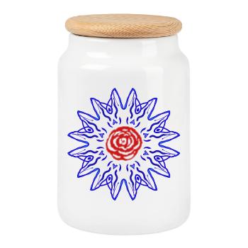 Rose dans le soleil bleu - Boîte à biscuits avec couvercle en bois - blanc - Devant